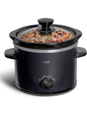 Mini Electric Round Slow Cooker 2QT - Adjustable, Removable Pot, Glass Lid